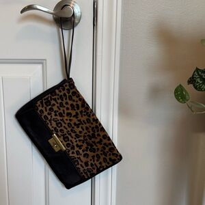 Leopard Print Clutch with Black Trim by Fossil